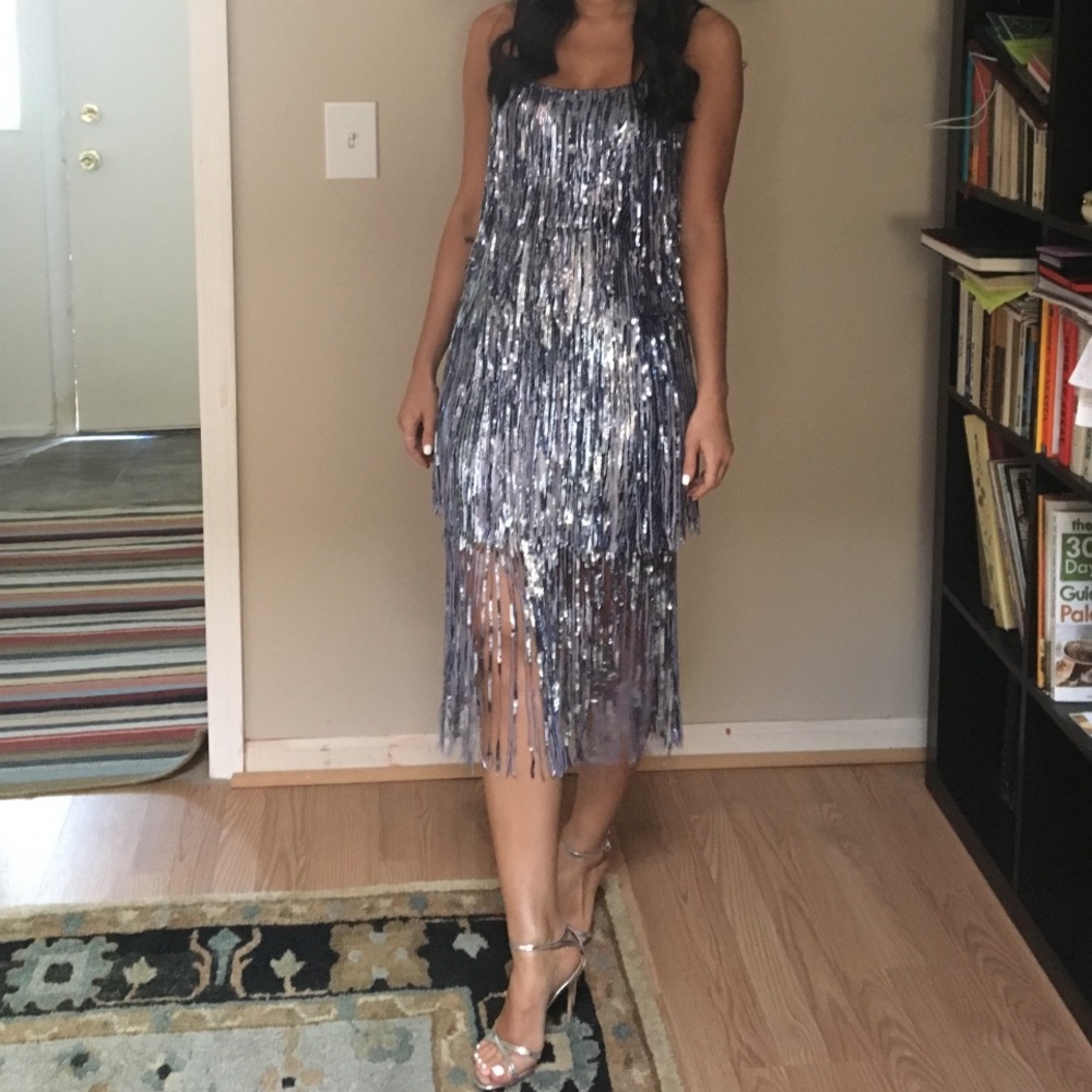 Elegant Purple Fringe Dress